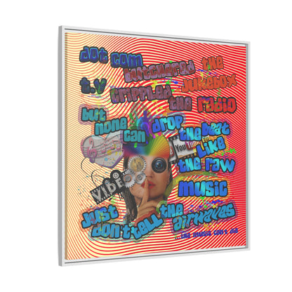 drop the beat - framed canvas art (yellow-orange wave)