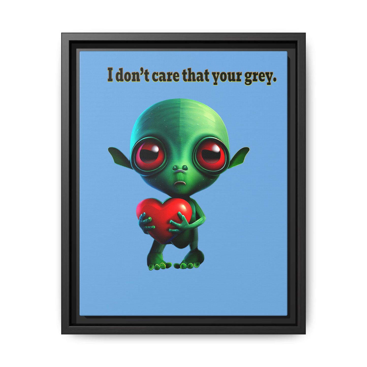 I don't care that your grey - framed canvas art (light blue)