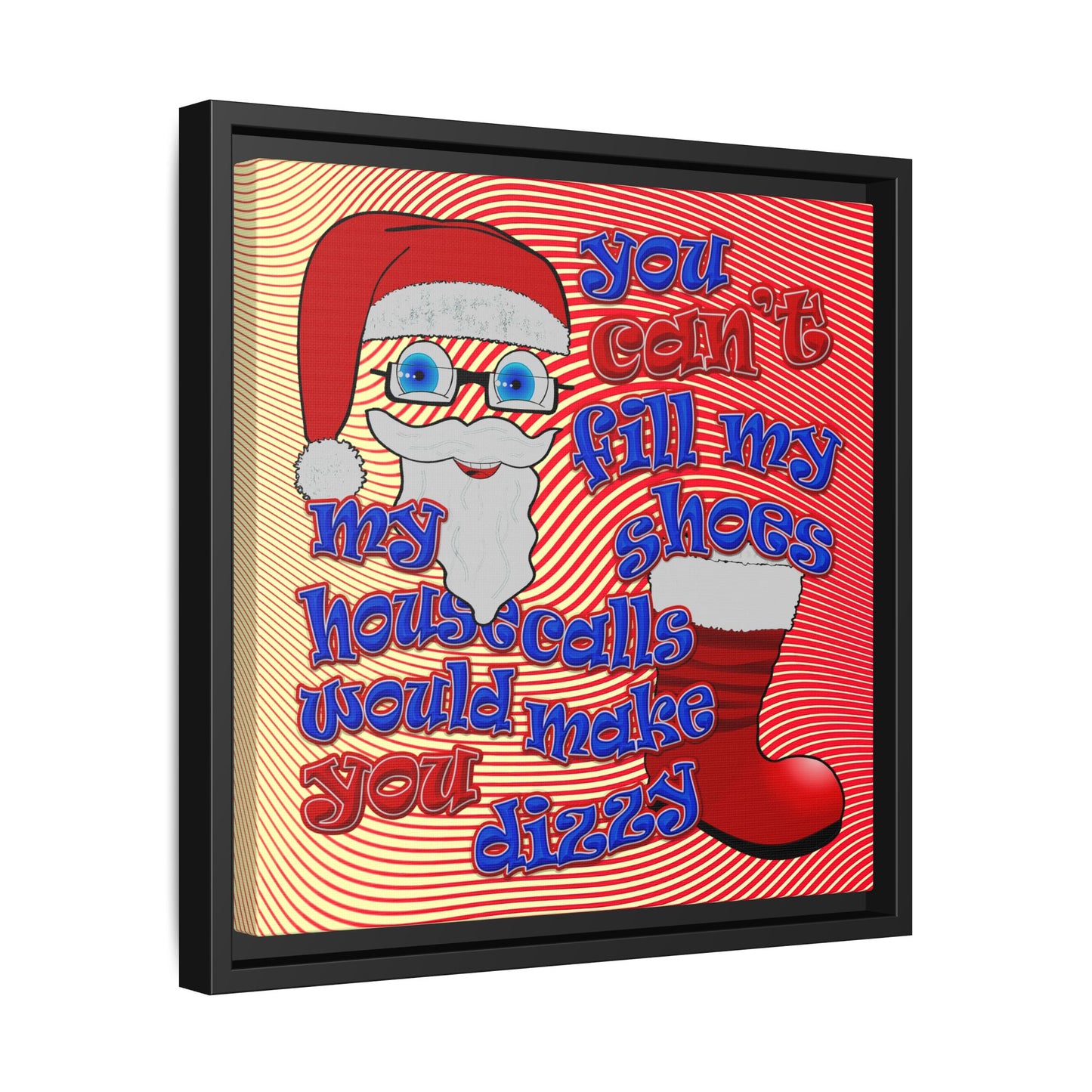 santa's shoes - framed canvas art (yellow-orange wave)