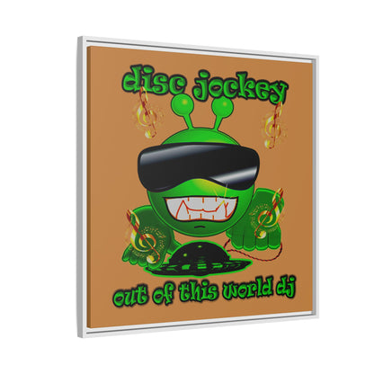 disc jockey - framed canvas art (light brown)