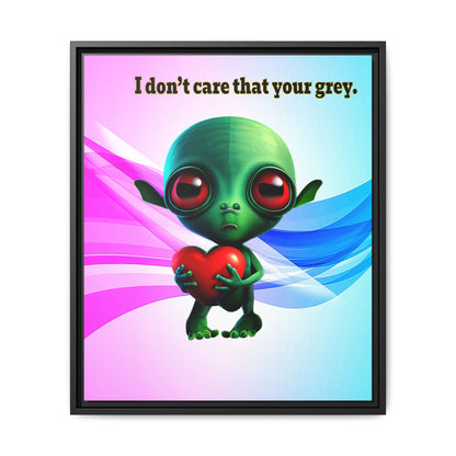 I don't care that your grey - framed canvas art (light blue-pink wave)