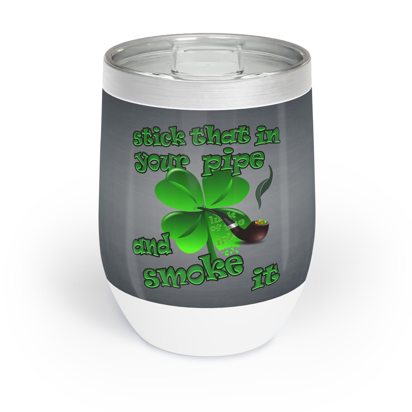 celtics logo - Chill Wine Tumbler (grey-light grey)