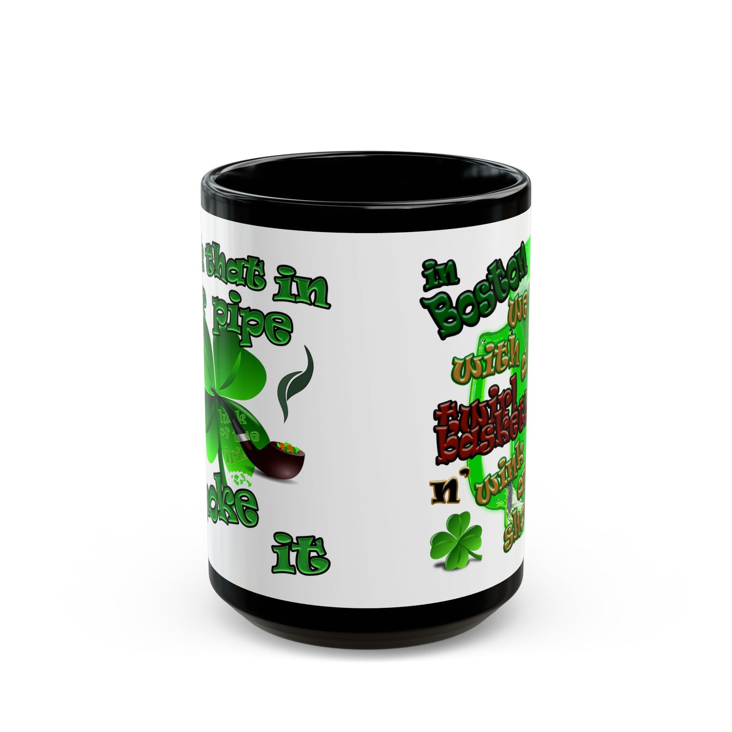 celtics logo - Black Mug (white)