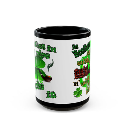 celtics logo - Black Mug (white)