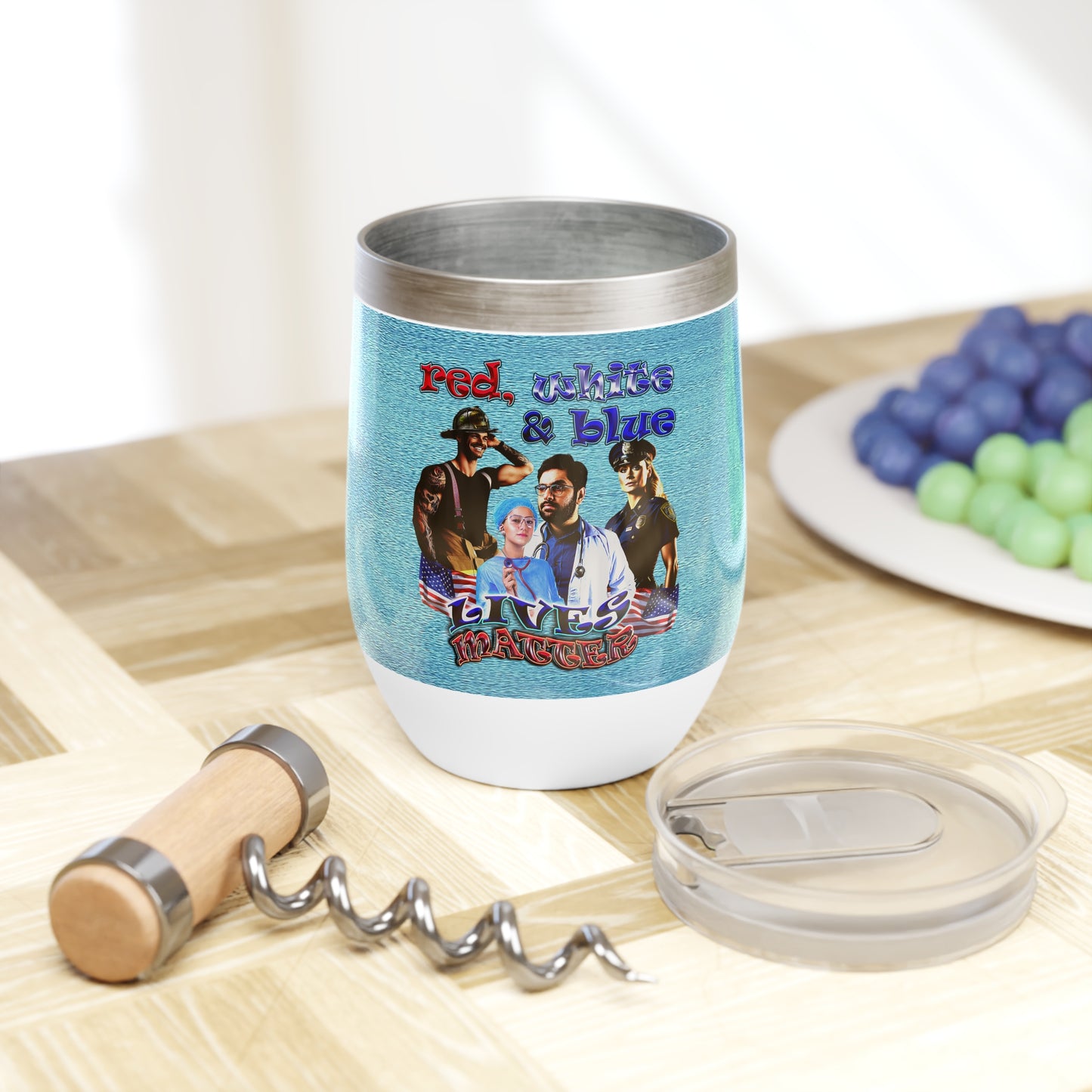rw&b lives matter - Chill Wine Tumbler (faded blue)