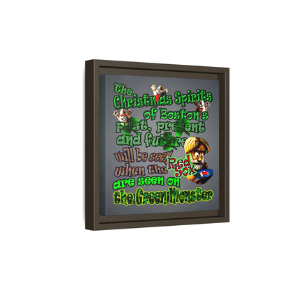 christmas spirits of boston - framed canvas art (grey-light grey)