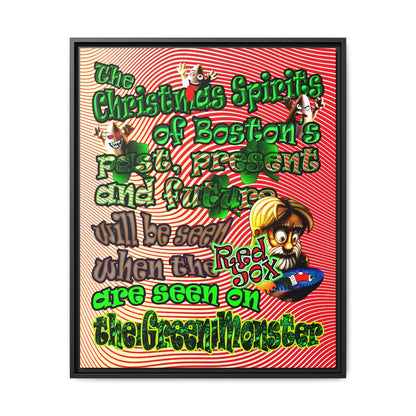 christmas spirits of boston - framed canvas art (yellow-orange wave)