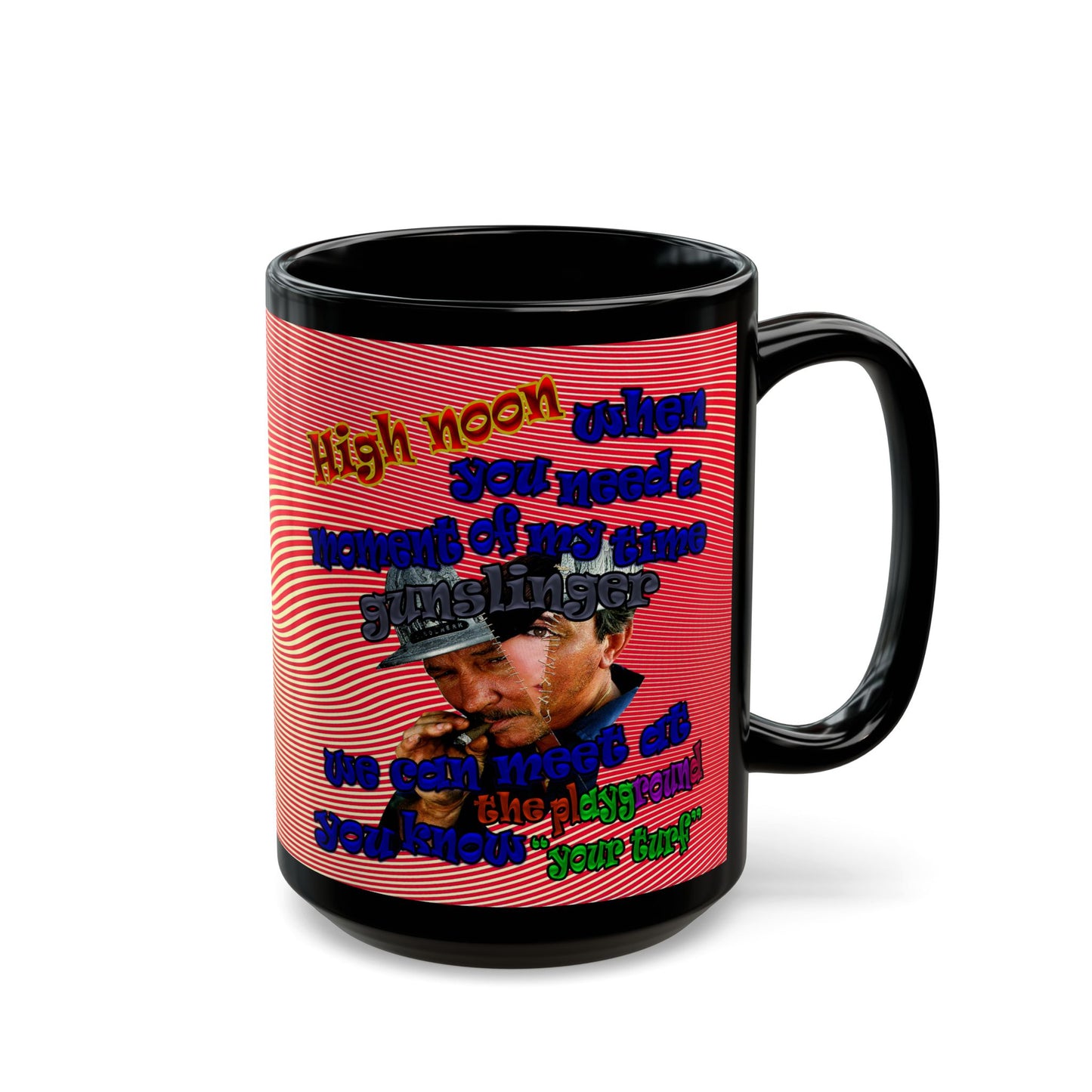 high noon - Black Mug (yellow-orange wave)