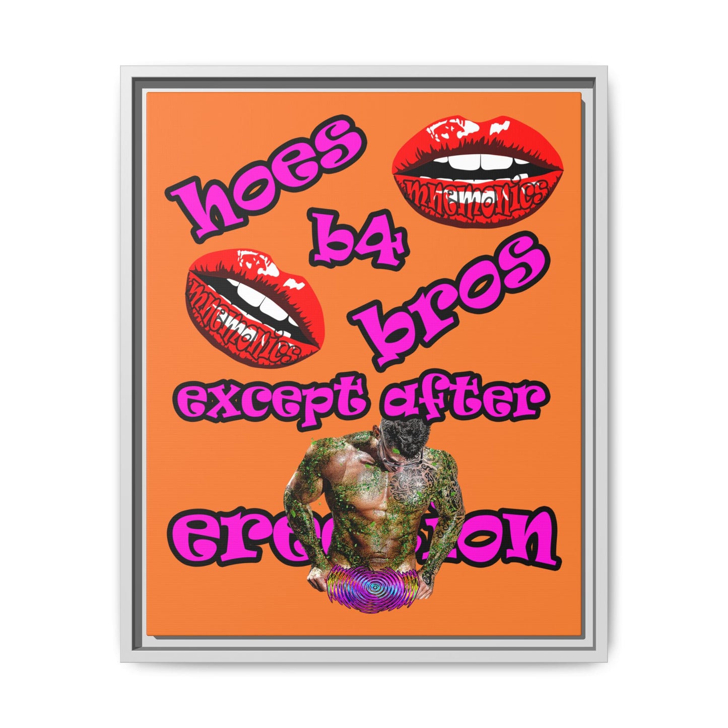 hoes b4 bros - framed canvas art (crusta)