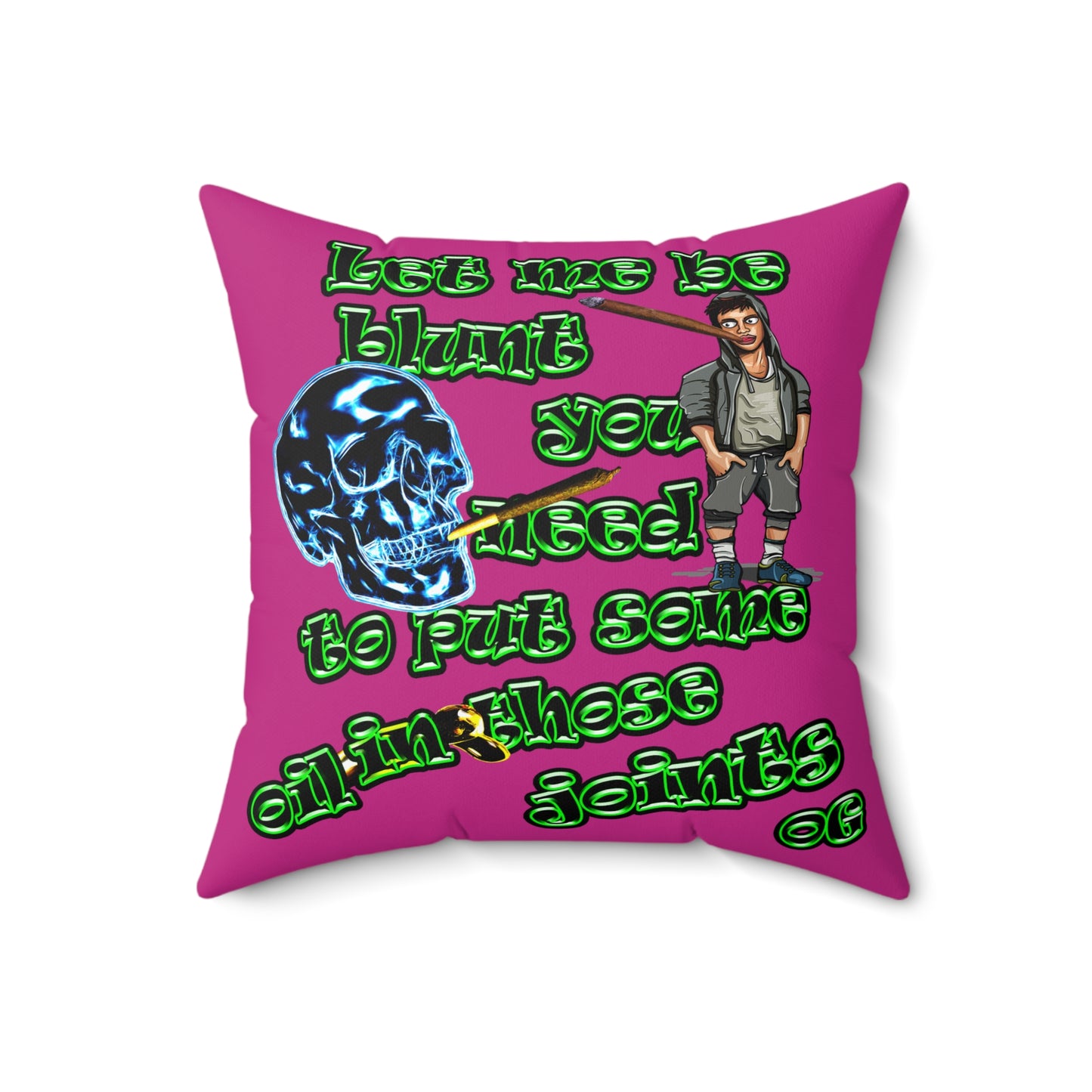 og - Spun Polyester Square Pillow - (pink)
