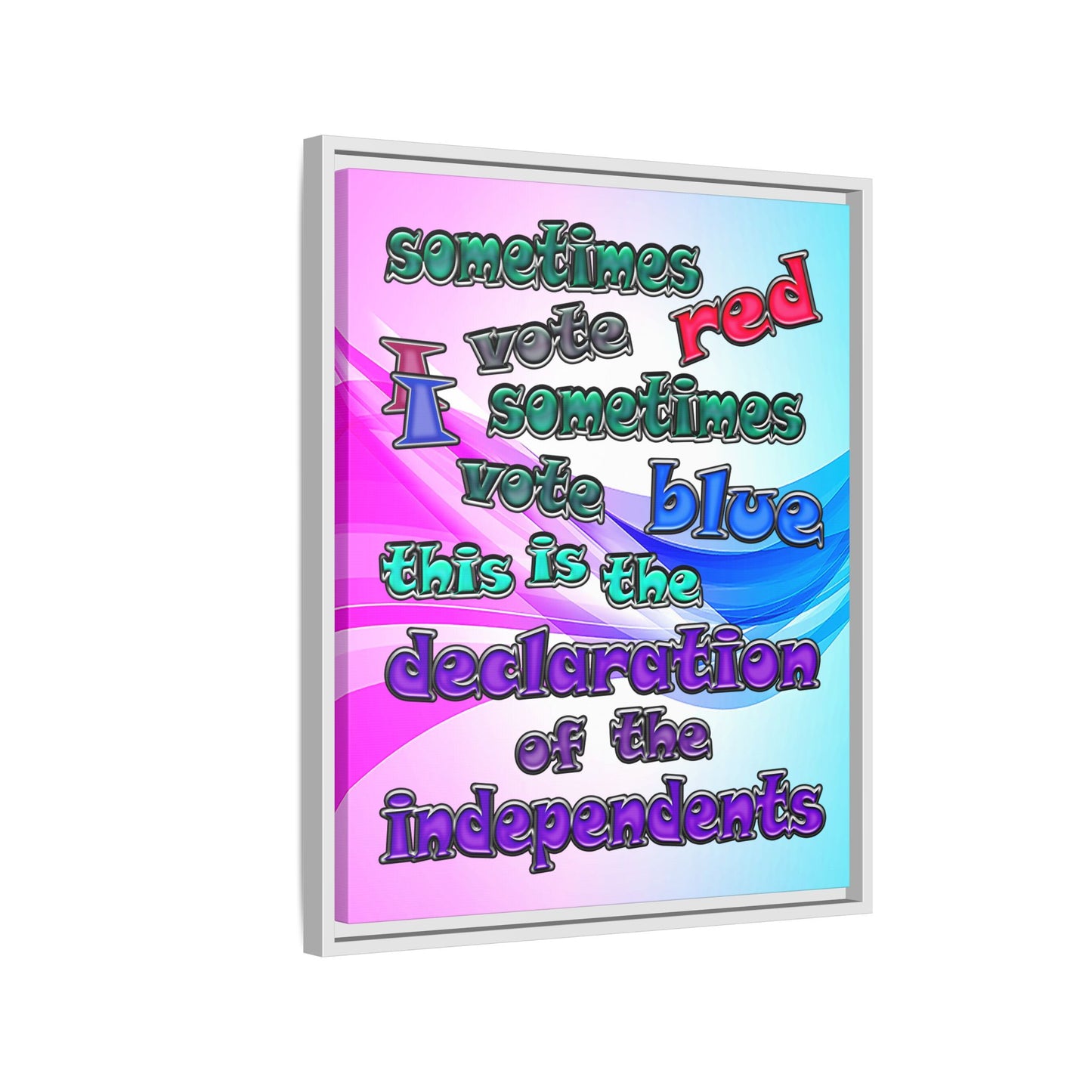 declaration of the independents - framed canvas art (light blue-pink wave)