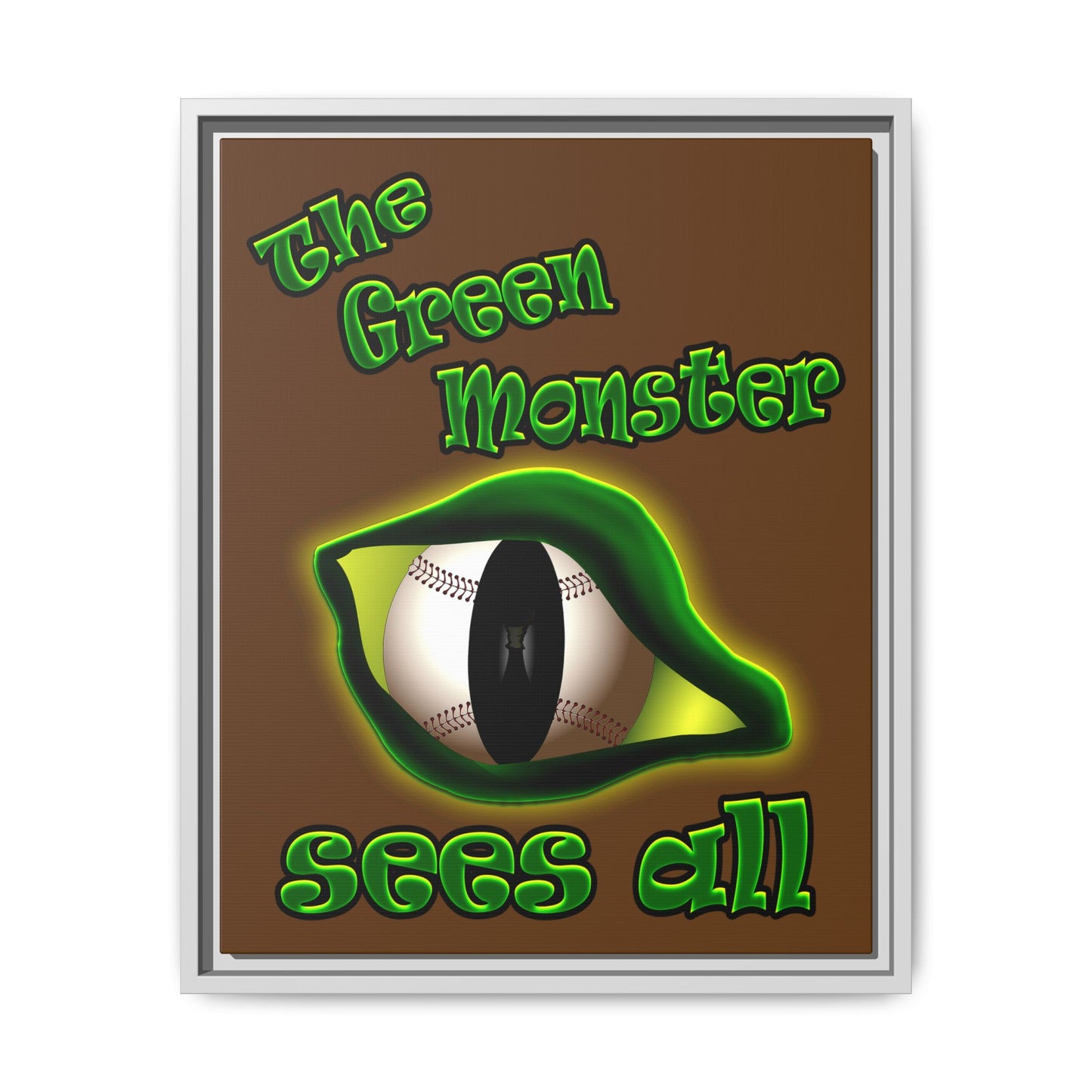 green monster - framed canvas art (brown)