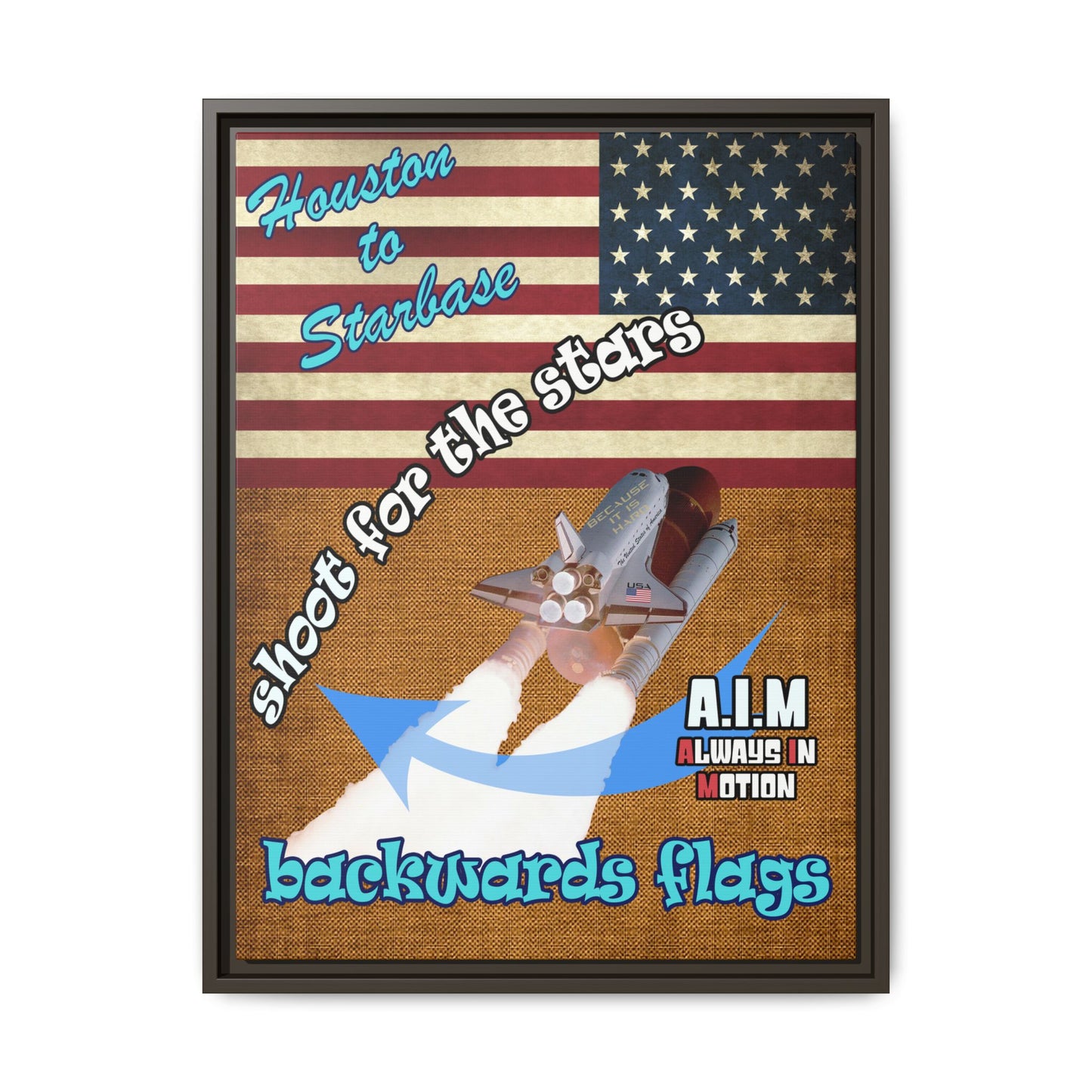 shoot for the stars - framed canvas art (brown papyrus)
