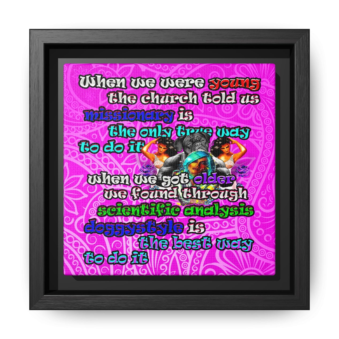 doggystyle - framed canvas art (pink swirl)