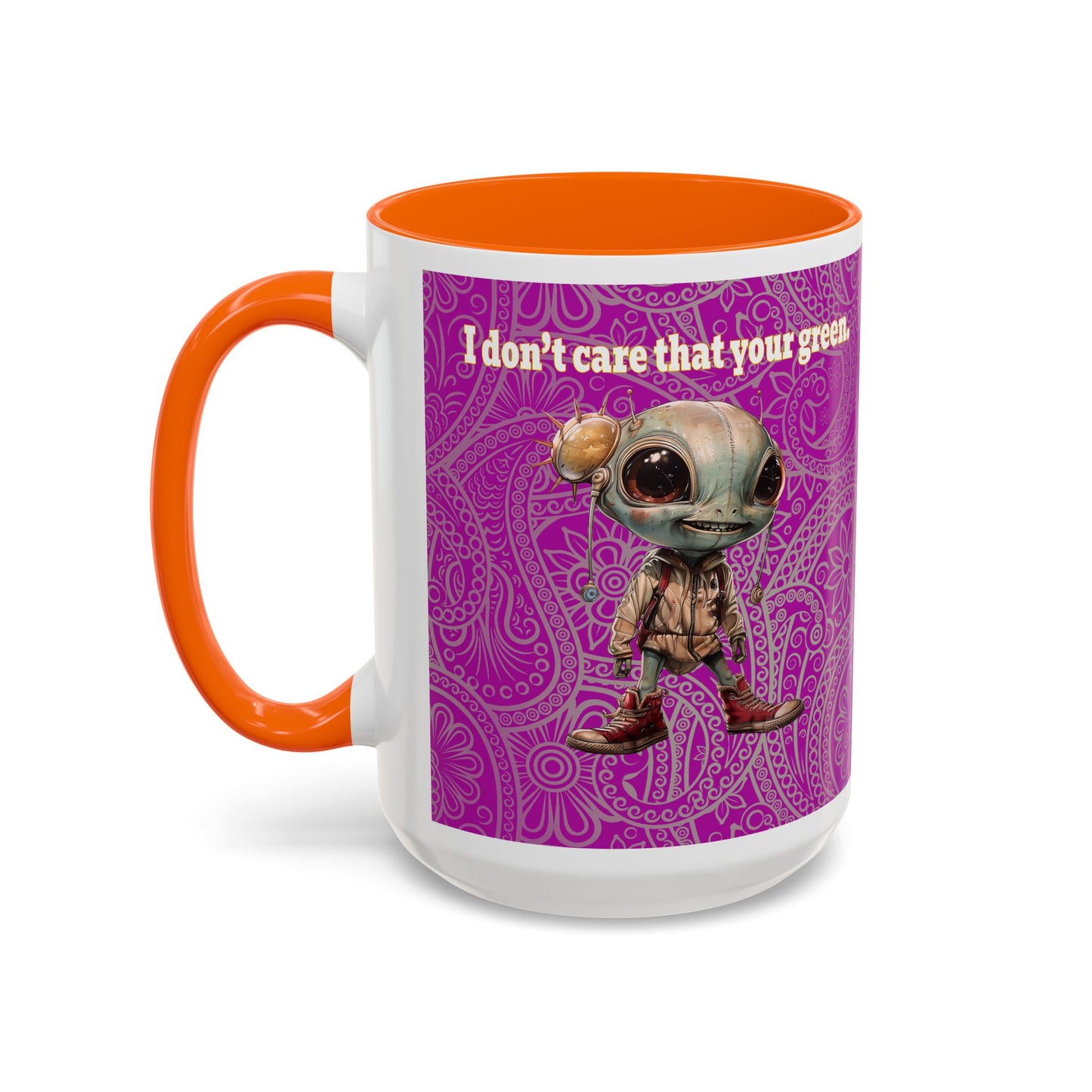 I don't care that your grey - Accent Mug (pink swirl)