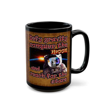 defy conquer reach - Black Mug (brown papyrus)