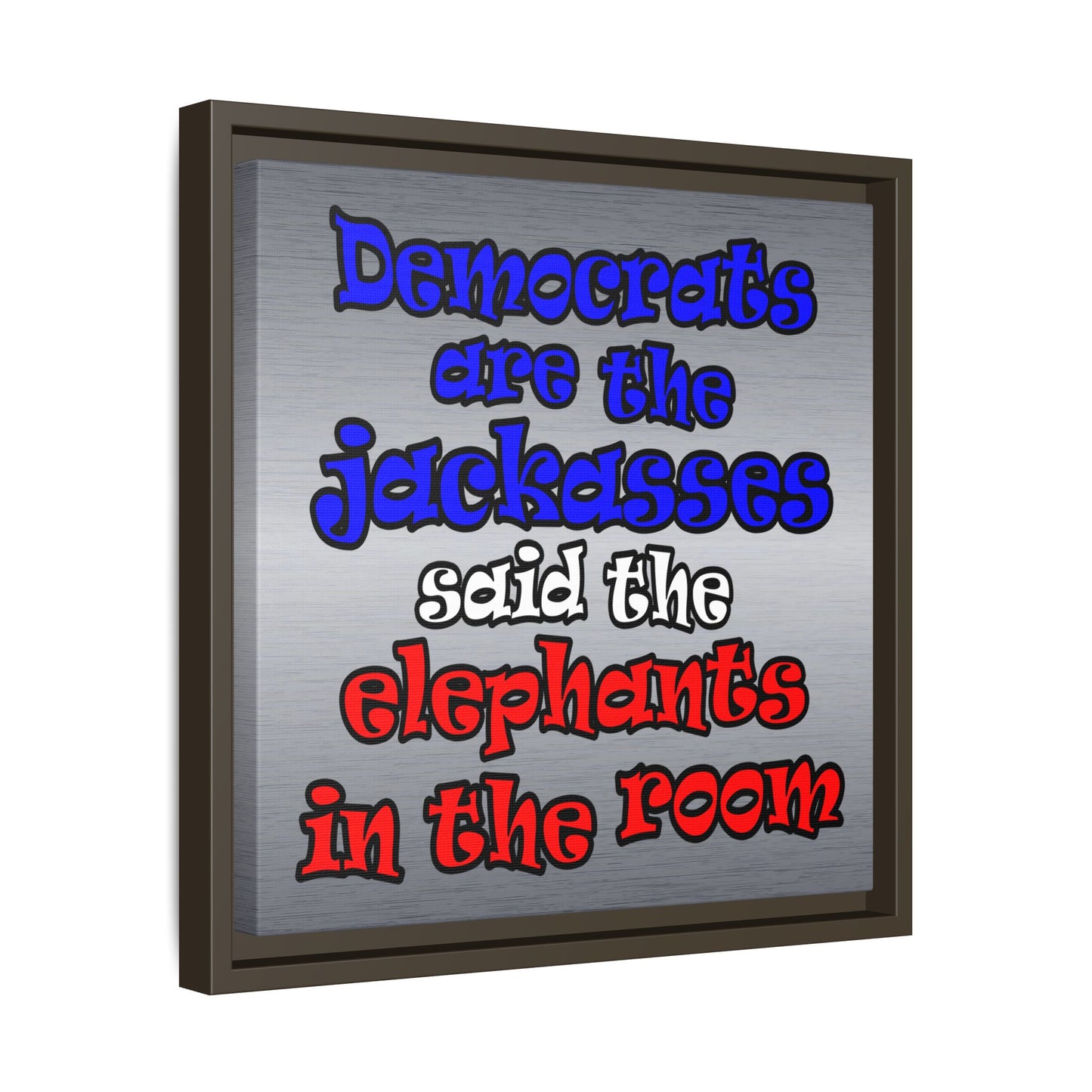 donkeys and elephants - framed canvas art (brushed nickel)