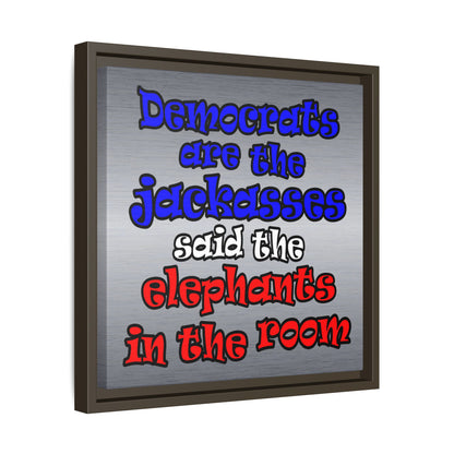 donkeys and elephants - framed canvas art (brushed nickel)