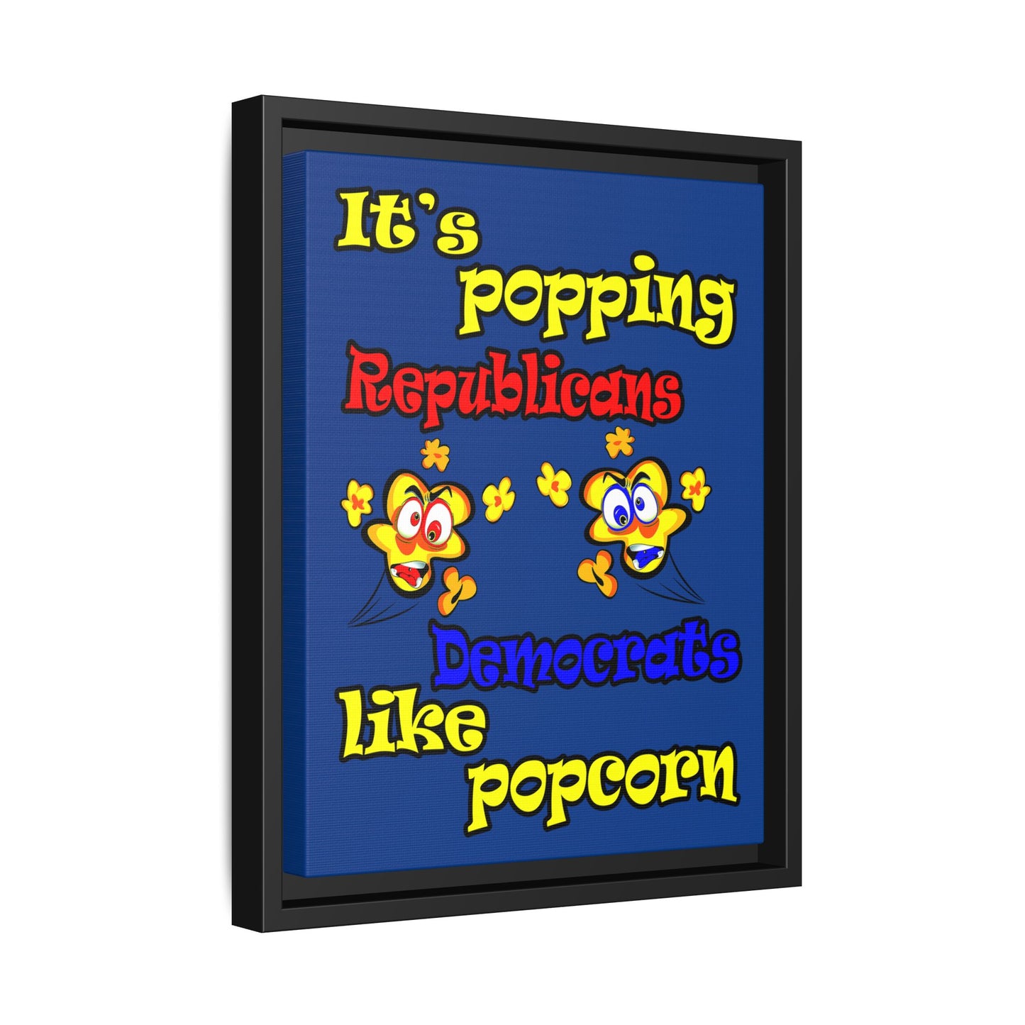 popping like popcorn - framed canvas art (dark blue)