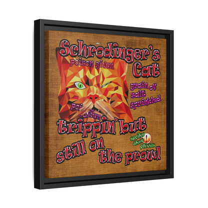 schrodinger's cat - framed canvas art (brown papyrus)