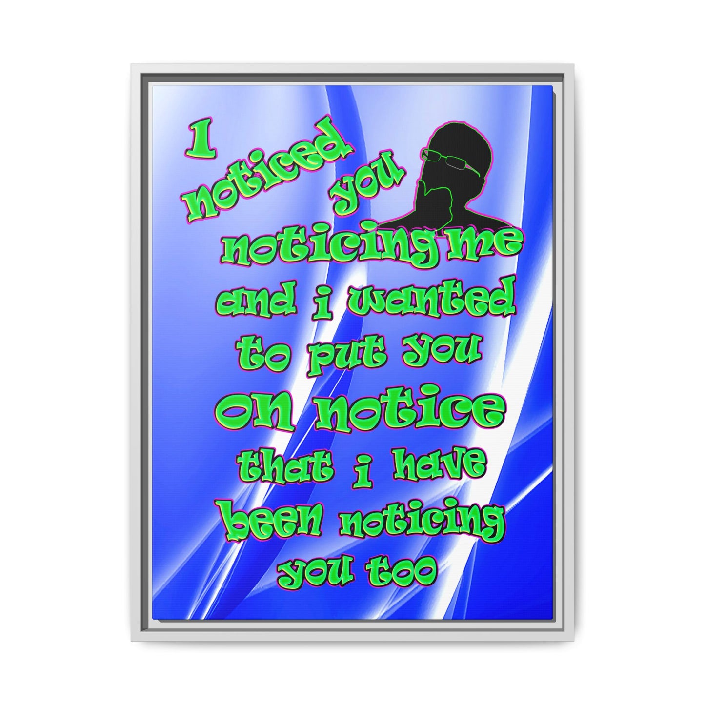noticed you noticing - framed canvas art (blue-white wave)