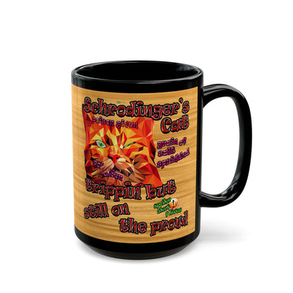 schrodinger's cat - Black Mug (butterscotch wood finish)
