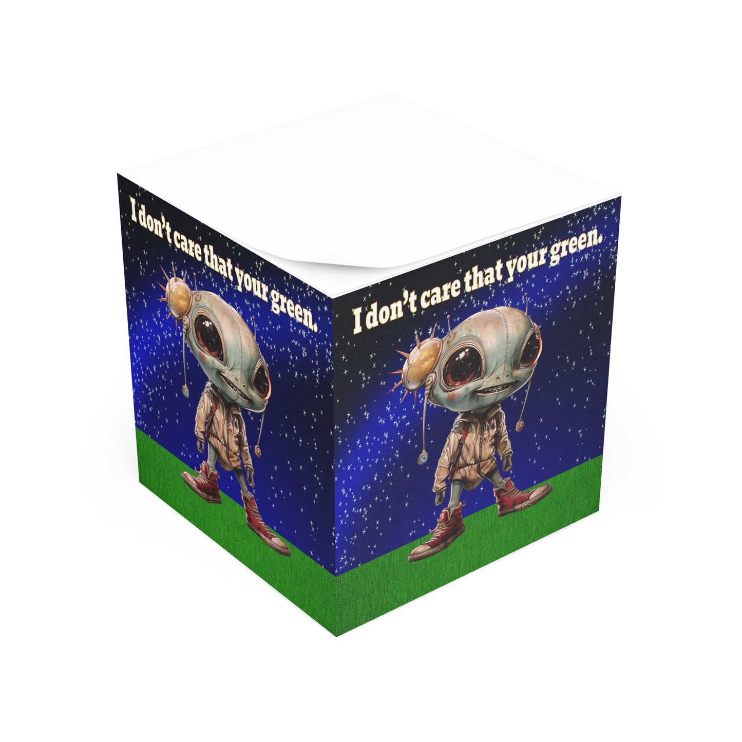 I don't care that your green - note cube ('snoops' background)