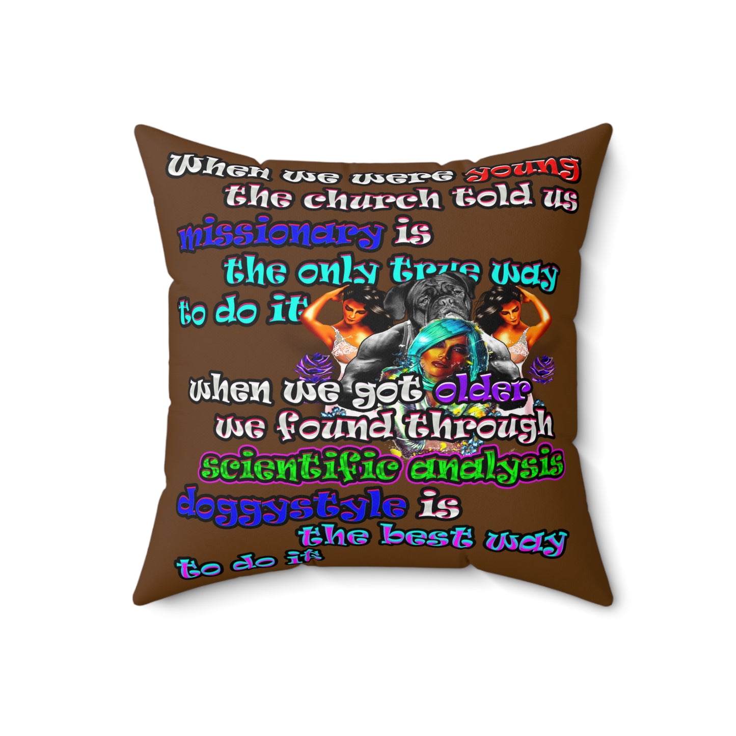 doggystyle - Spun Polyester Square Pillow - (brown)
