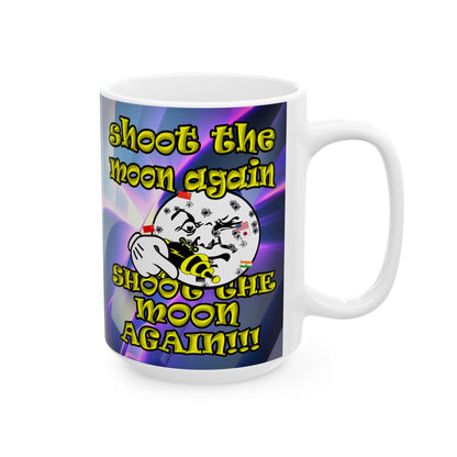 shoot the moon again - White Mug (grey-pink wave)