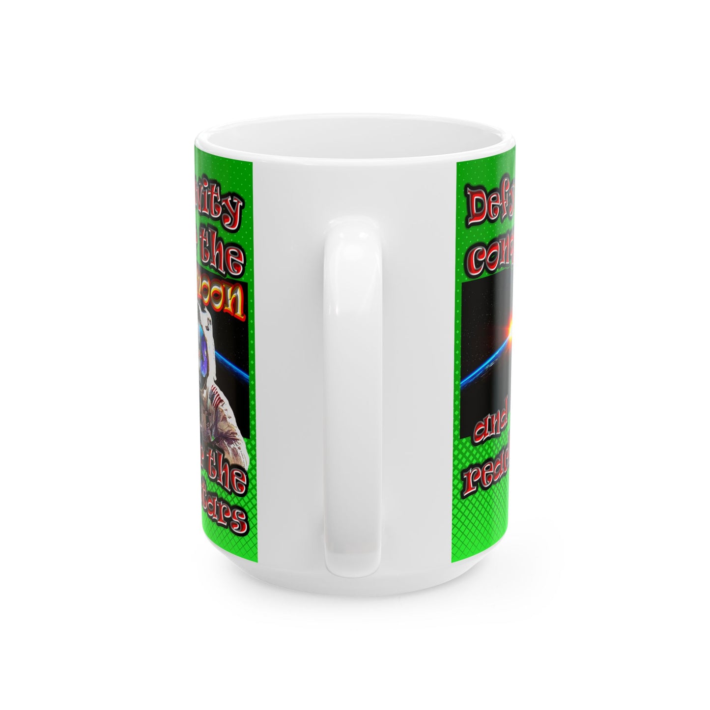 defy conquer reach - White Mug (logo green)