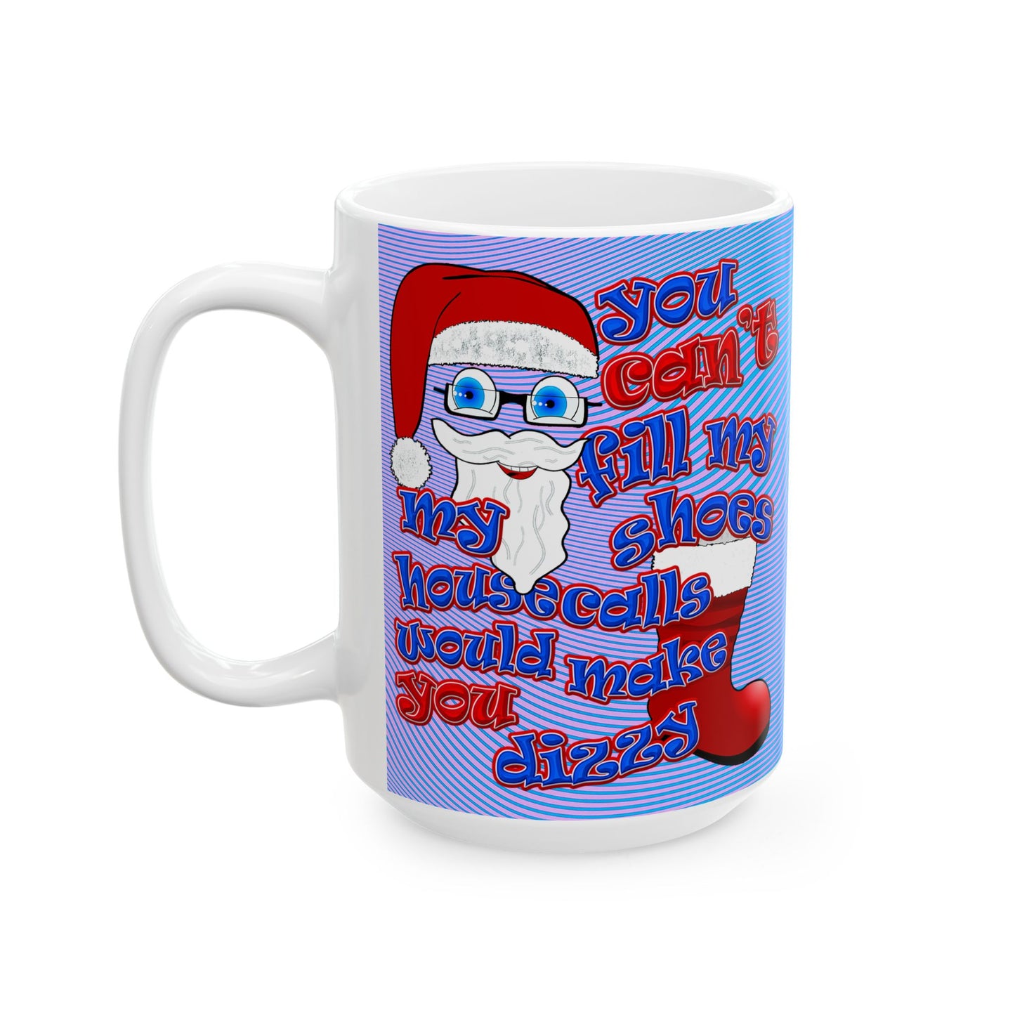 santa's shoes - White Mug (light blue-purple wave)