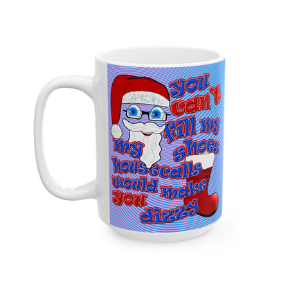 santa's shoes - White Mug (light blue-purple wave)