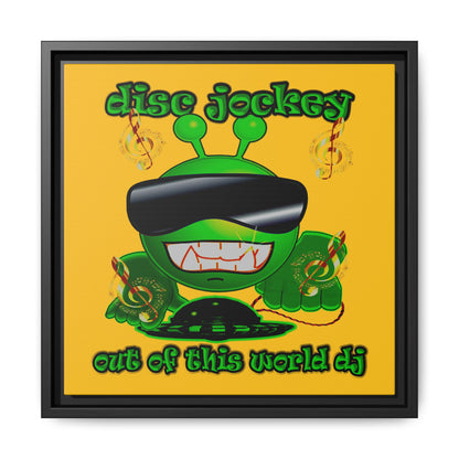 disc jockey - framed canvas art (yellow)
