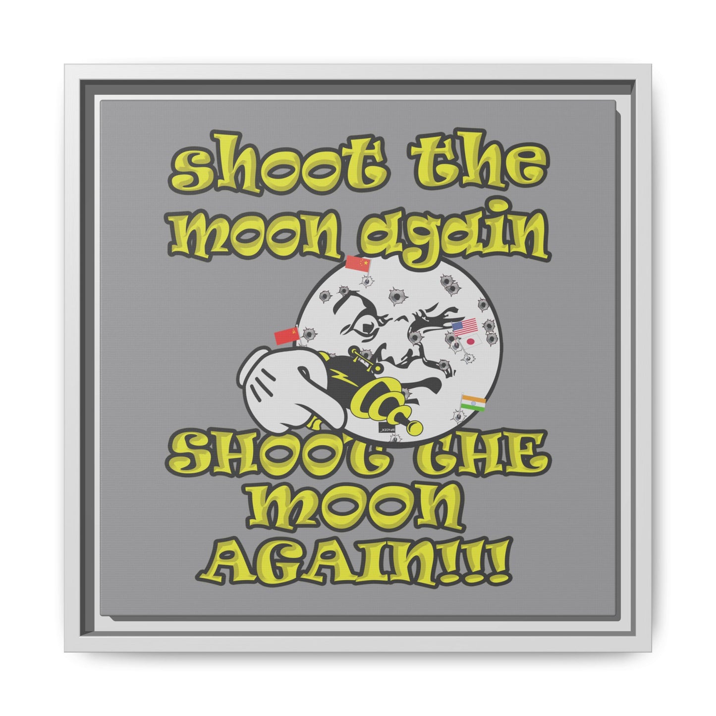 shoot the moon again - framed canvas art (grey)
