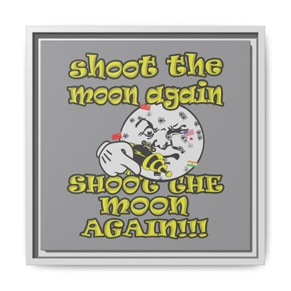 shoot the moon again - framed canvas art (grey)