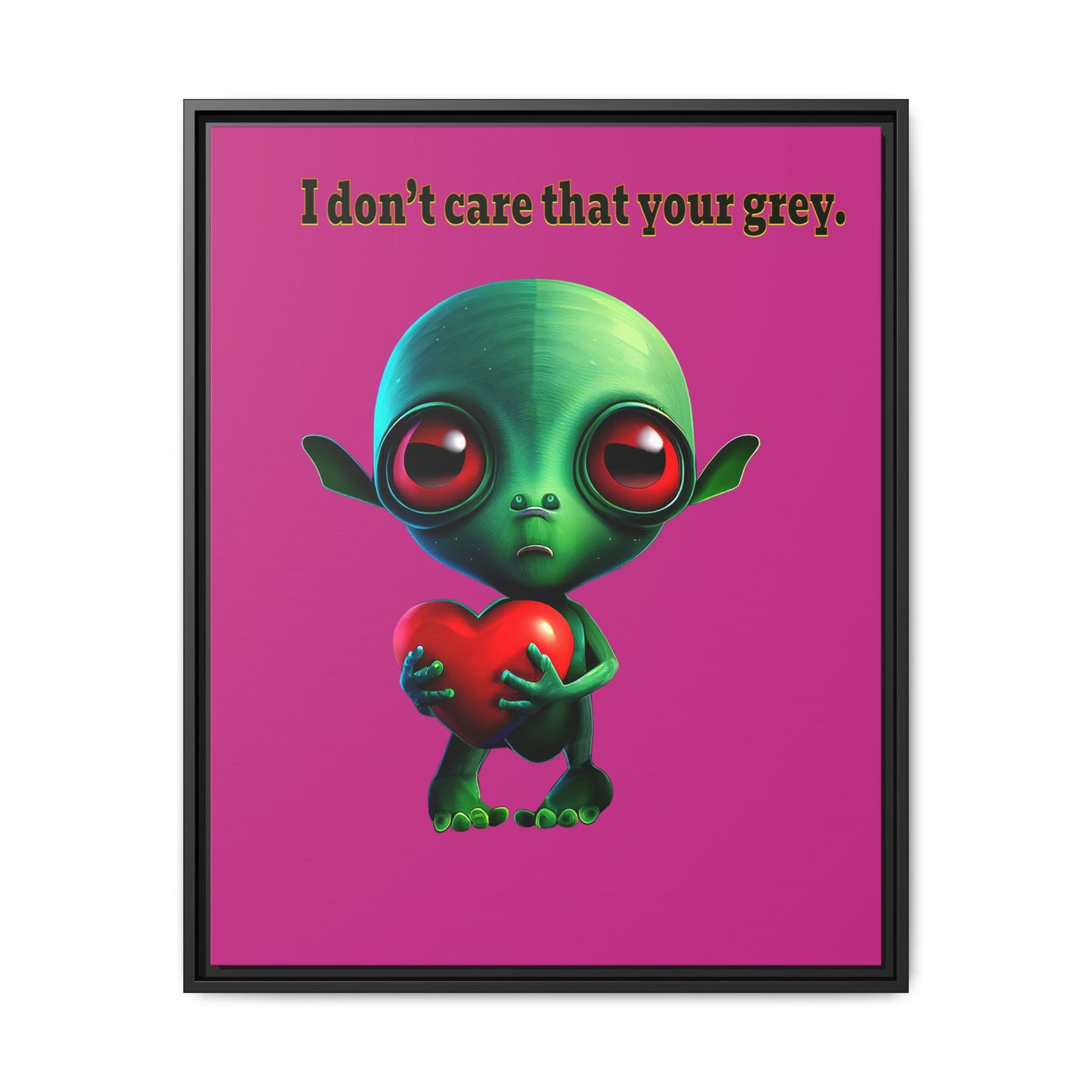I don't care that your grey - framed canvas art (pink)