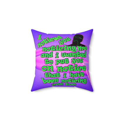 noticed you noticing - Spun Polyester Square Pillow - (purple-pink wave)