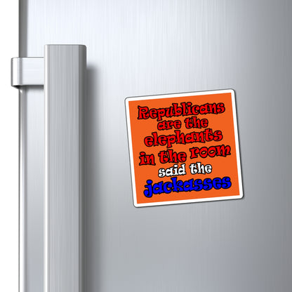 donkeys and elephants - Magnets - (orange)