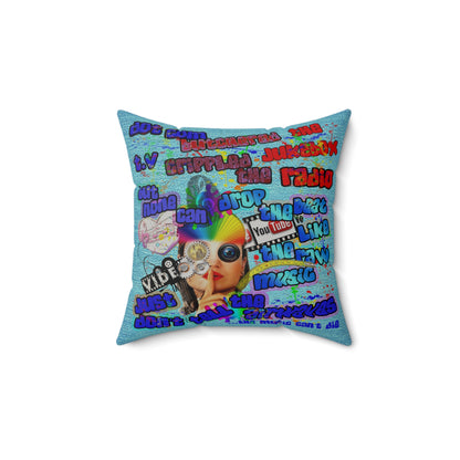 drop the beat - Faux Suede Square Pillow - (faded blue)