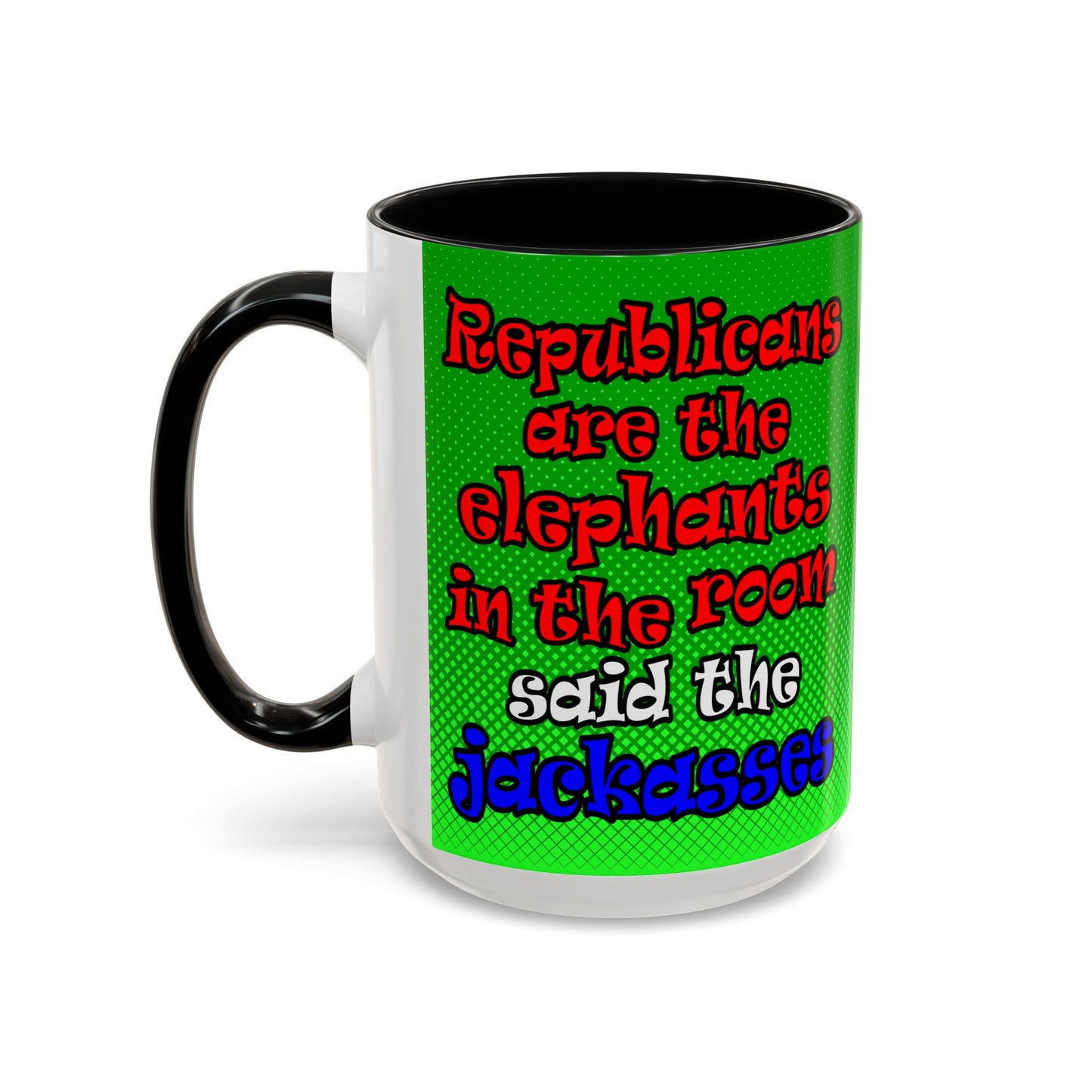 donkeys and elephants - Accent Mug (logo green)