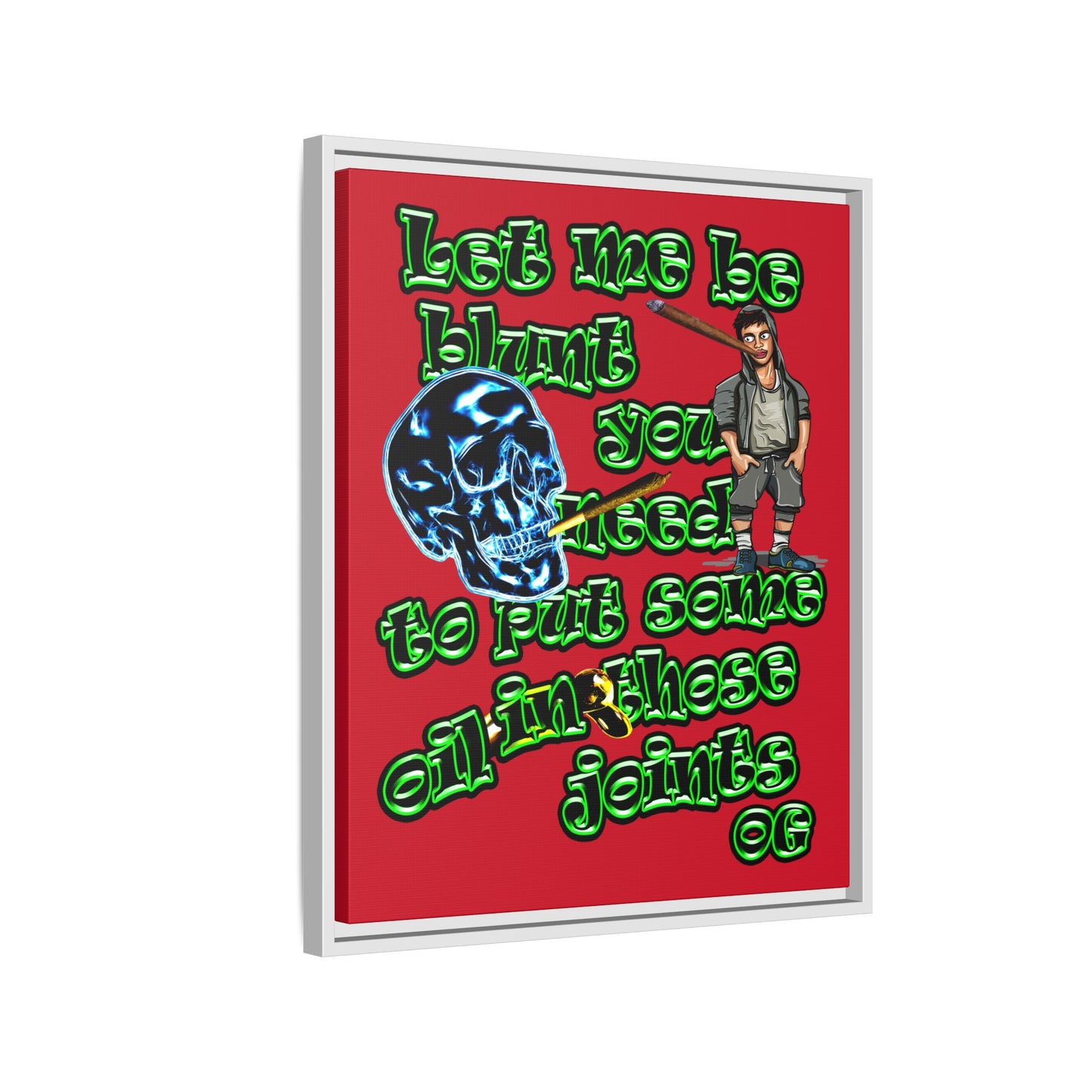 og - framed canvas art (dark red)