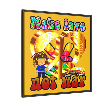 love peace - framed canvas art (yellow)