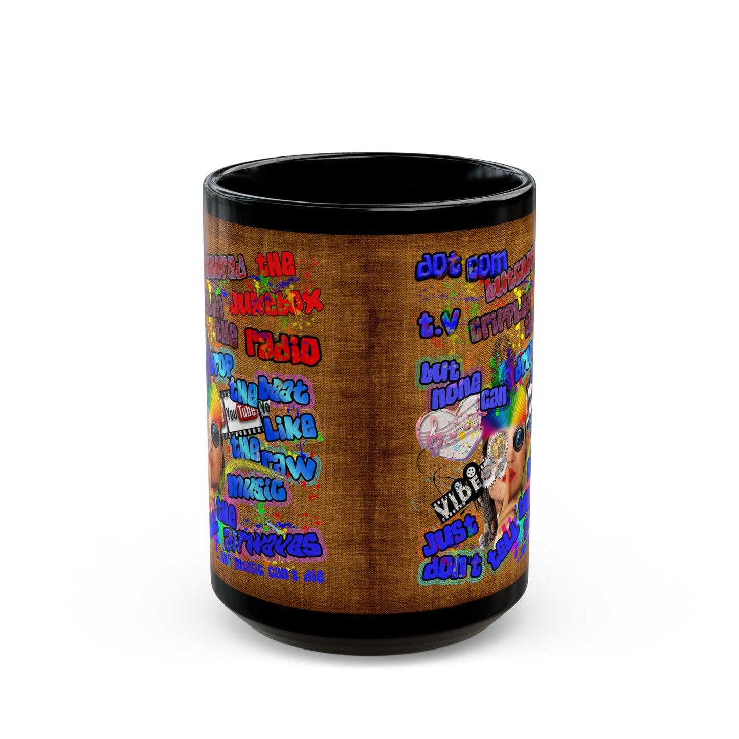drop the beat - Black Mug (brown papyrus)