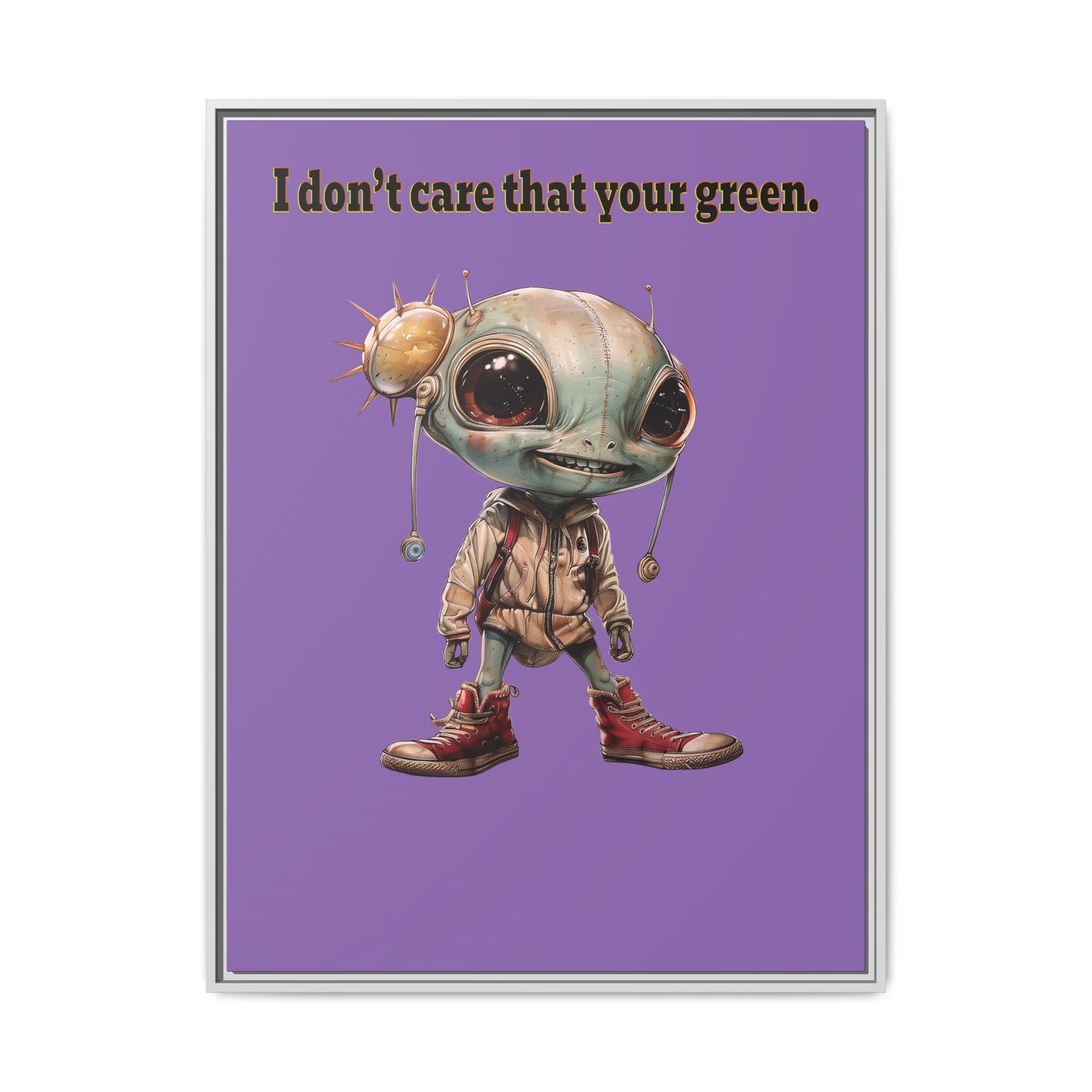 I don't care that your green - framed canvas art (light purple)