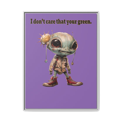 I don't care that your green - framed canvas art (light purple)