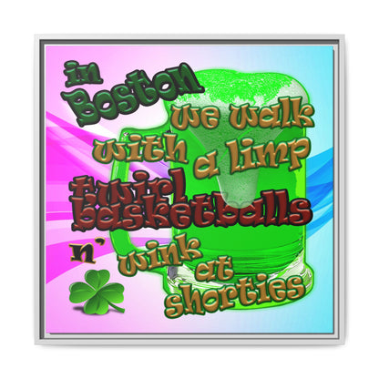 celtics logo - framed canvas art (light blue-pink wave)