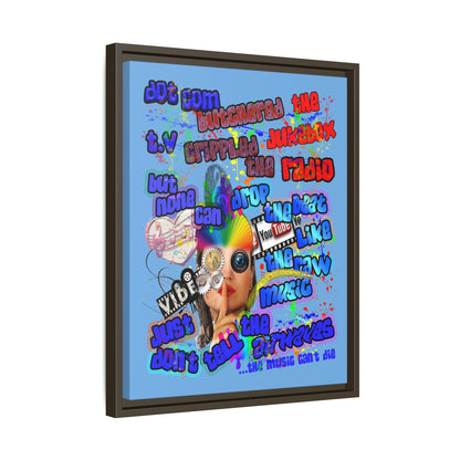 drop the beat - framed canvas art (light blue)