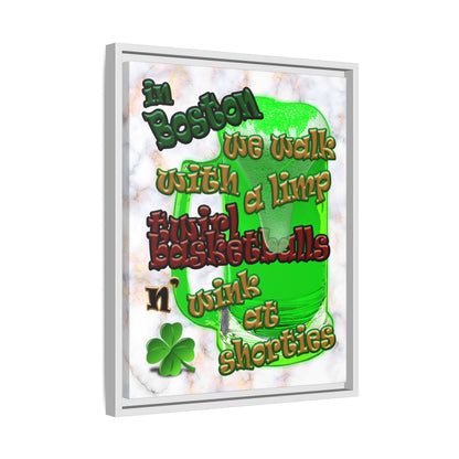 celtics logo - framed canvas art (white marble)