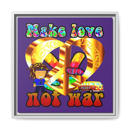 love peace - framed canvas art (purple)