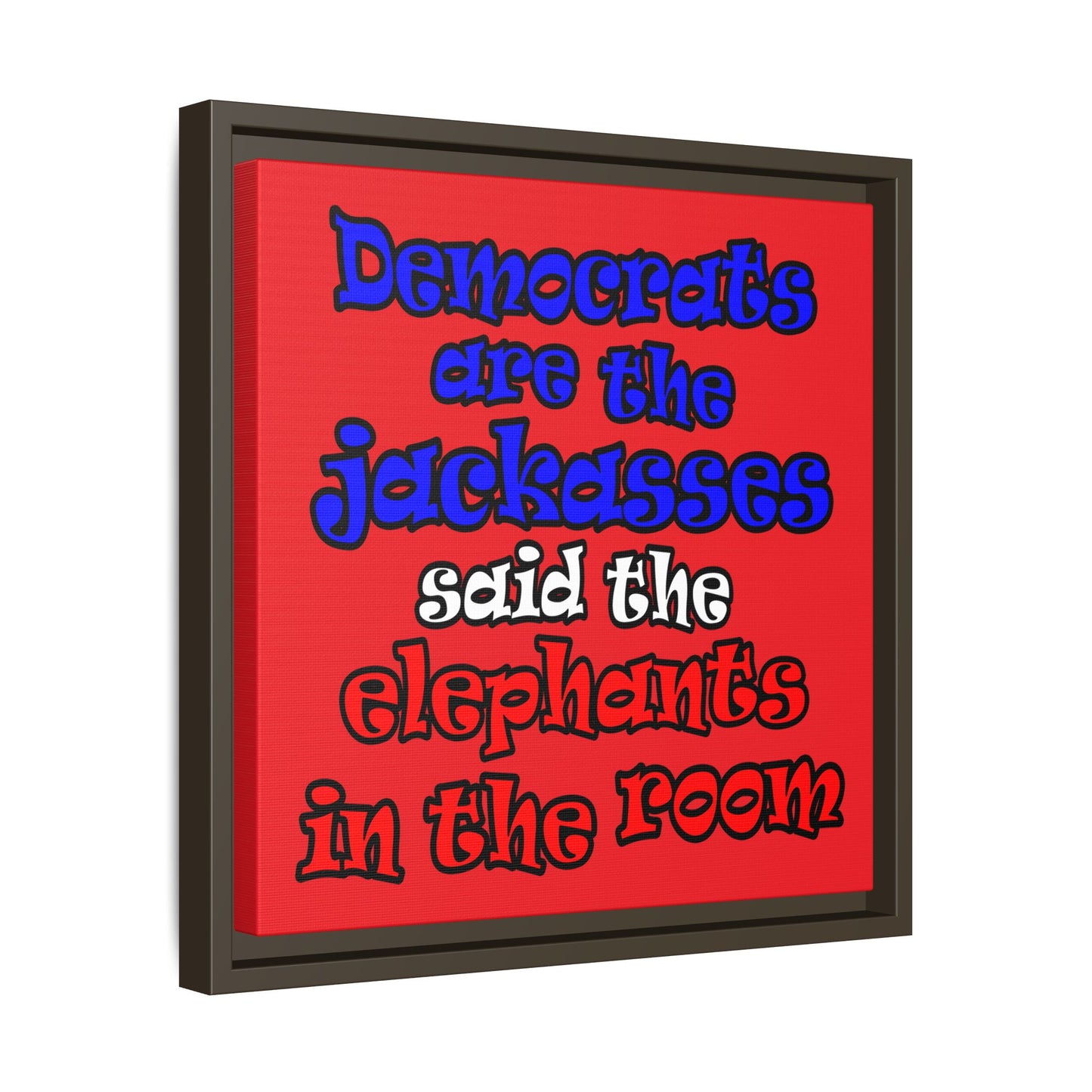 donkeys and elephants - framed canvas art (red)